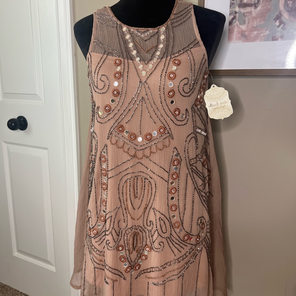 Altar'd State Embellished Mini Dress in blush Pink